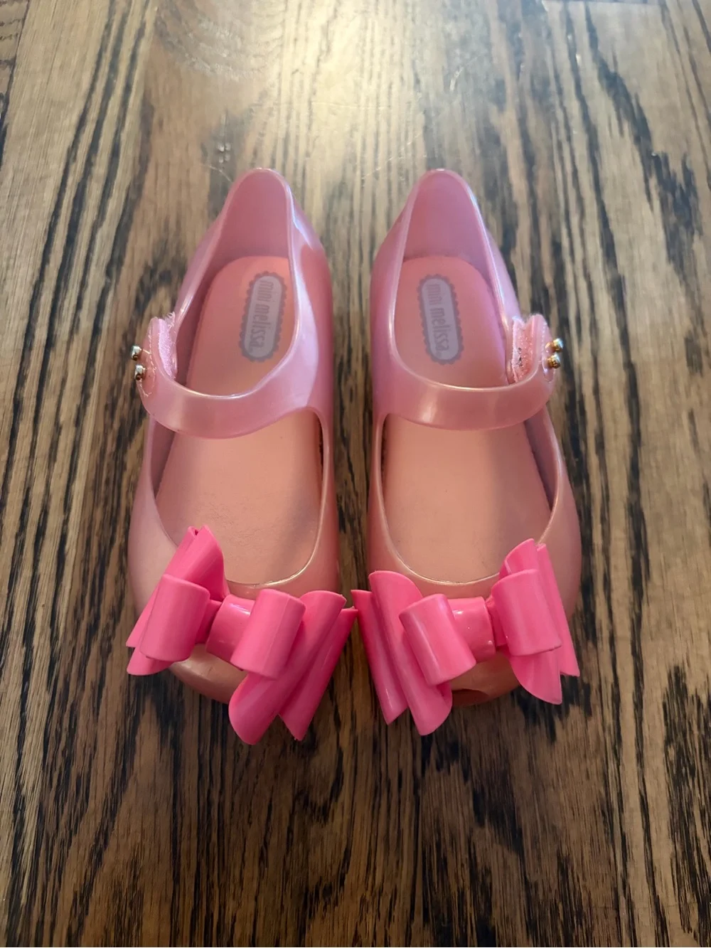 Mini Melissa Girls Pink Bow Jelly Mary Janes
